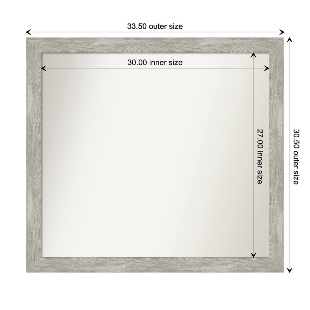 Dove Greywash Narrow Framed Non-Beveled Custom Wall Mirror, Bathroom Vanity Mirror