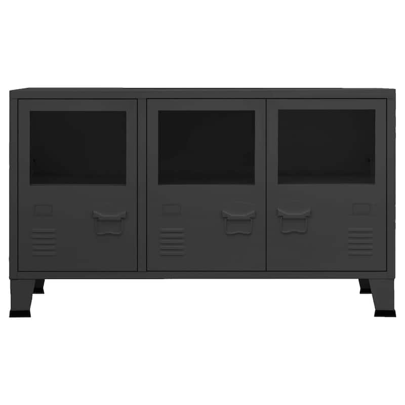 vidaXL Sideboard Industrial Storage Cabinet for Living Room Metal and Glass - 41.3" x 13.8" x 24.4"