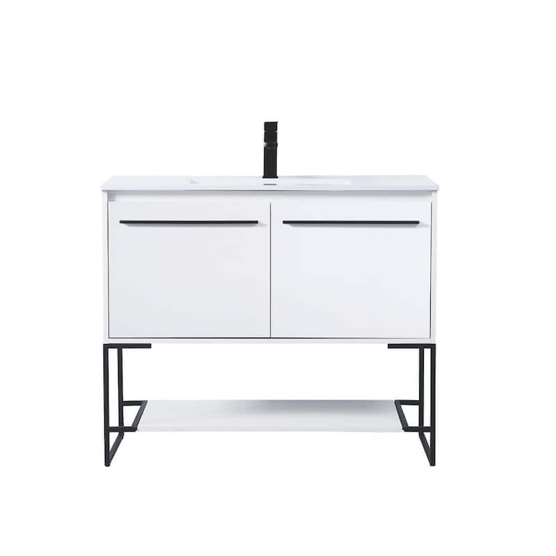 Elegant Lighting VF42040 Gerard 40" Free Standing Single Basin Vanity - White - Painted