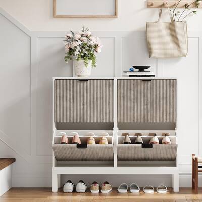 4-Door Farmhouse Shoe Storage Cabinet with Adjustable Shelves