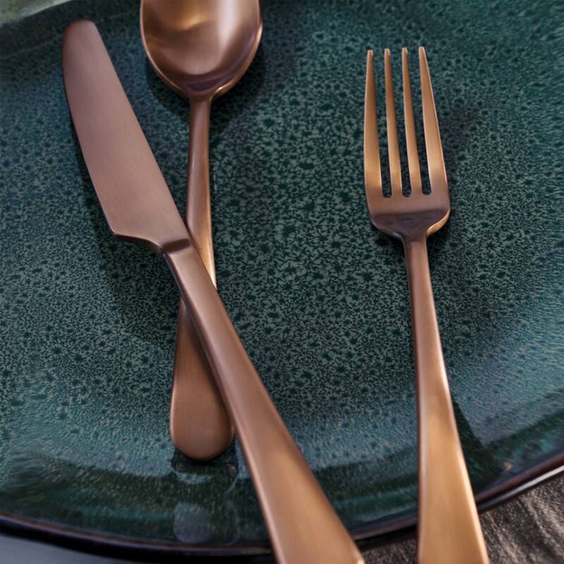 Skandia™ Mirabella Satin Copper - 20 Piece Flatware Set, Service for 4, Forged, Titanium