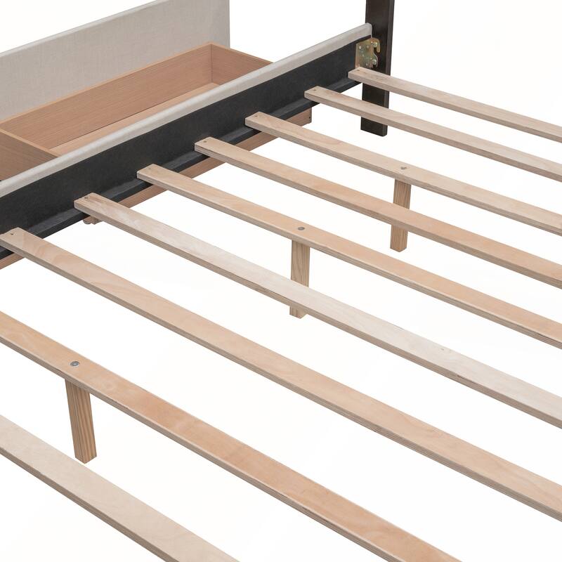 Upholstered Platform Bed with 2 Drawers and 1 Twin XL Trundle