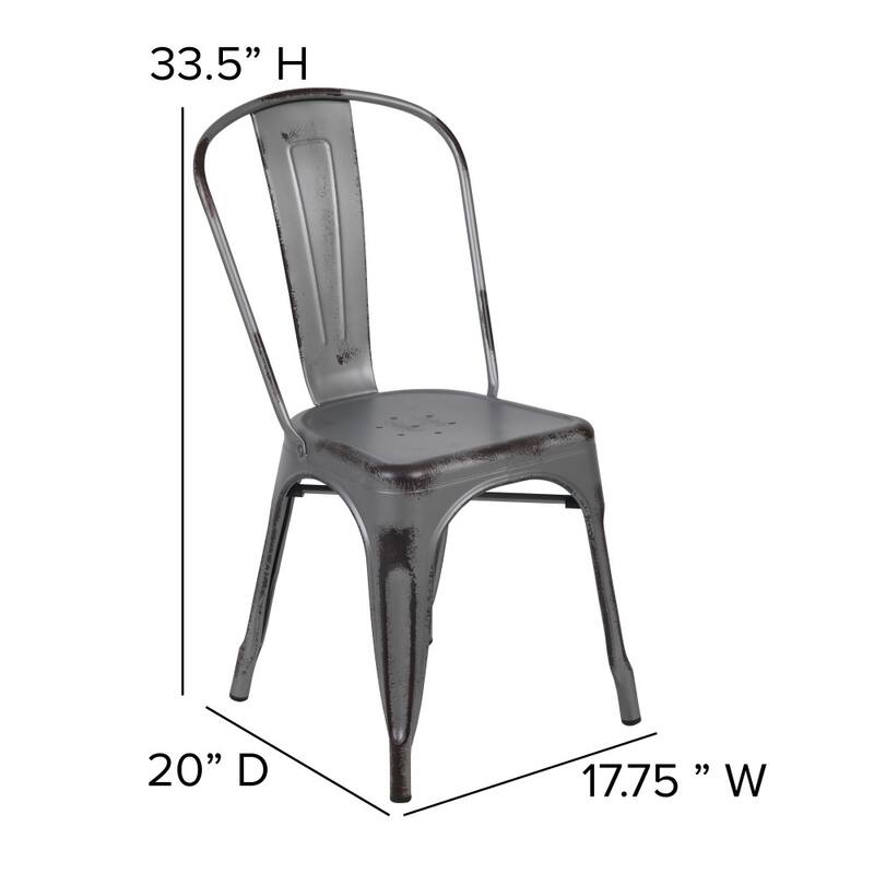 Distressed Metal Indoor/ Outdoor Stackable Chair