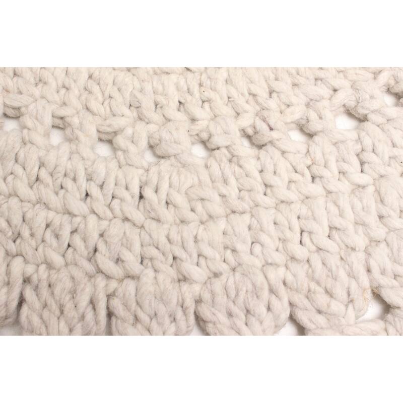 ECARPETGALLERY Braid weave Sienna Ivory Wool Rug - 3'2 x 3'2