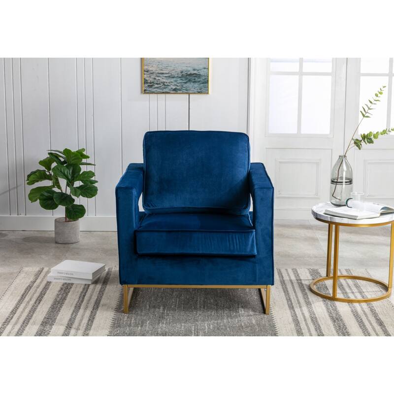 Upholstered Velvet Armchair - 35.5" - Navy Blue