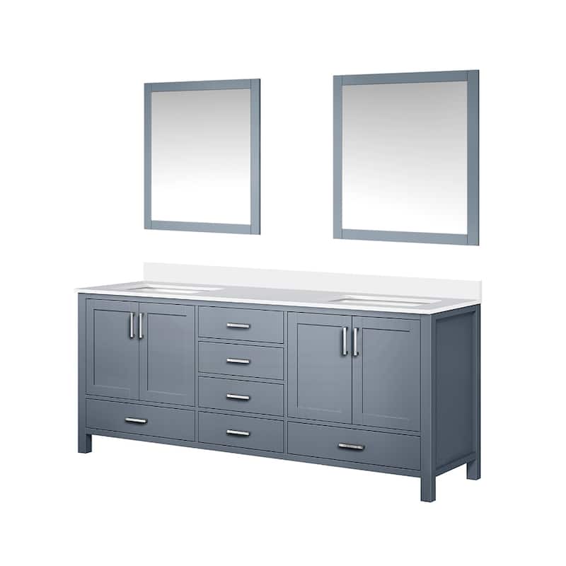 Jacques 80 in. W x 22 in. D White Bath Vanity, Cultured Marble Top, and 30 in. Mirror