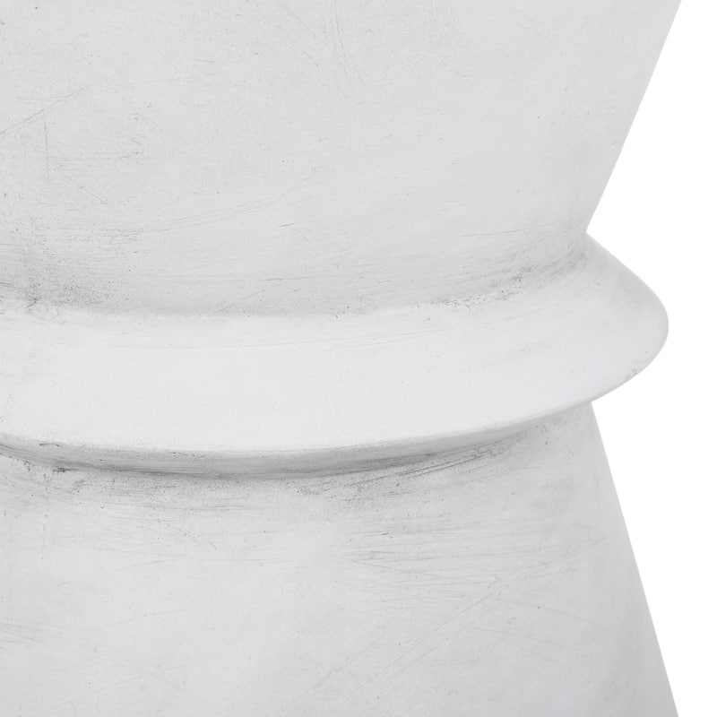 Lightweight Concrete Side Table, Antique White Hourglass Design
