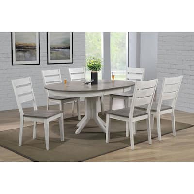 Contemporary Ladder Back Ash/ Stormy White 7- Piece Dining Set