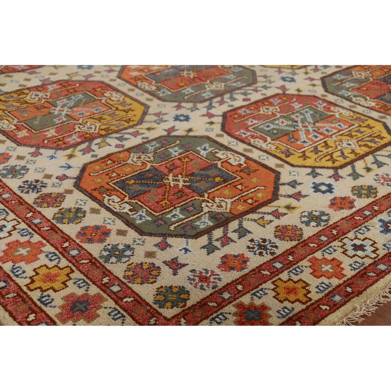Elephant Feet Heriz Serapi Indian Area Rug Hand-Knotted Wool Carpet - 7'9" x 9'11"