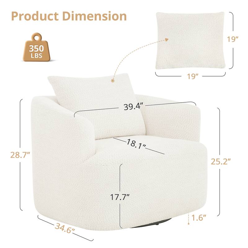 Chenille Swivel Accent Chair with Pillow