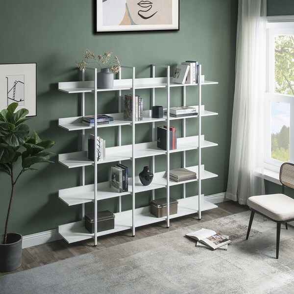 Industrial Style 5-Tier Cross Design Bookcase Home Office Open