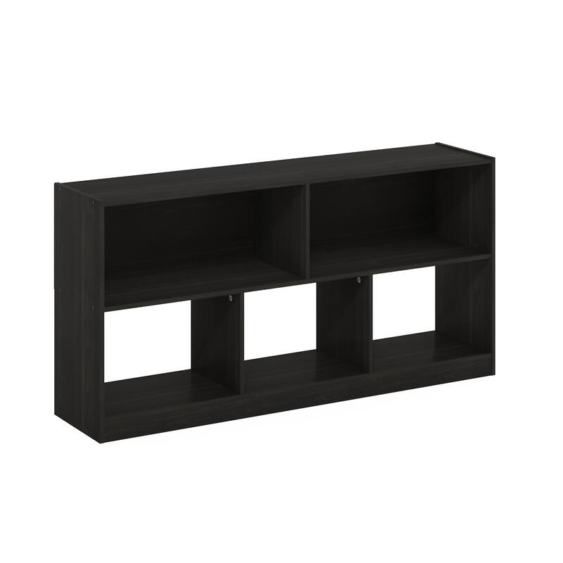 Furinno Daly 5-Cube Horizontal 2 Tier Bookcase, Bookshelf, Storage Organizer, 47 Width, Amber Pine - Espresso