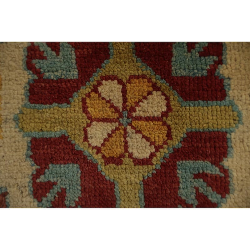 Hand Knotted Oriental 100% Wool Carpet Traditional Geometric Navy Blue & Blues Kazak Area Rug - 11' 11'' X 8' 11''