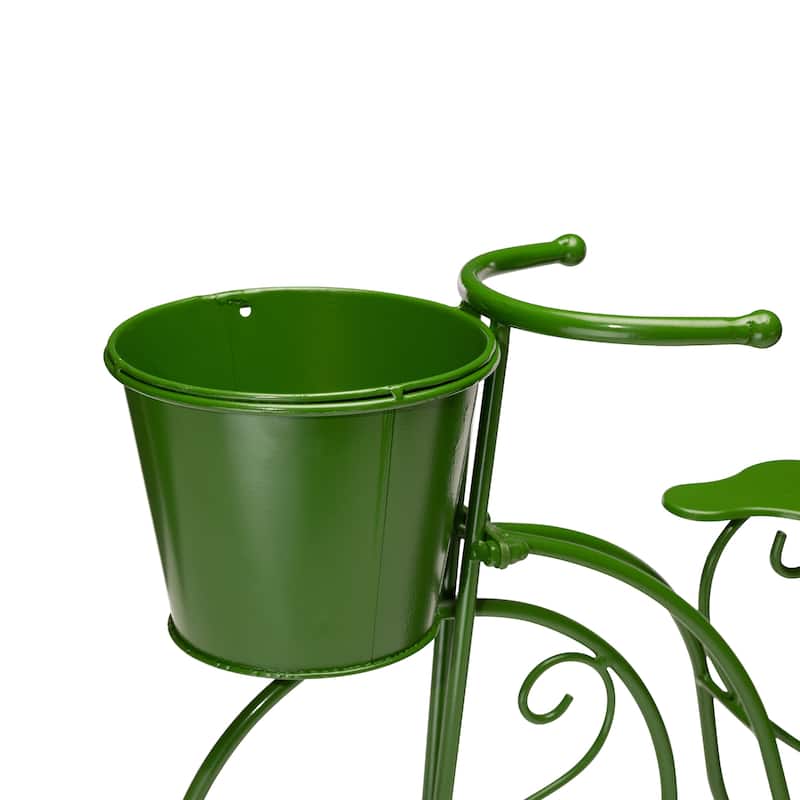 Glitzhome 21.5"L Spring Farmhouse Metal Bicycle Planter Stands Flower Pot Cart