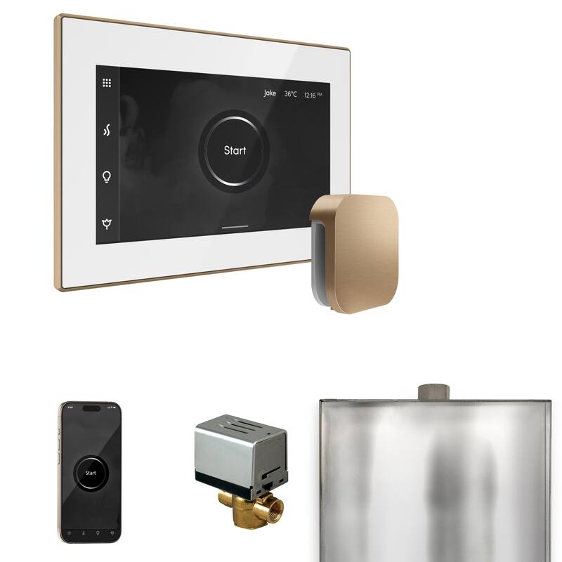 Mr Steam BX Xbutler Package Steam Shower Control Package with Isteamx - White / Brushed Bronze