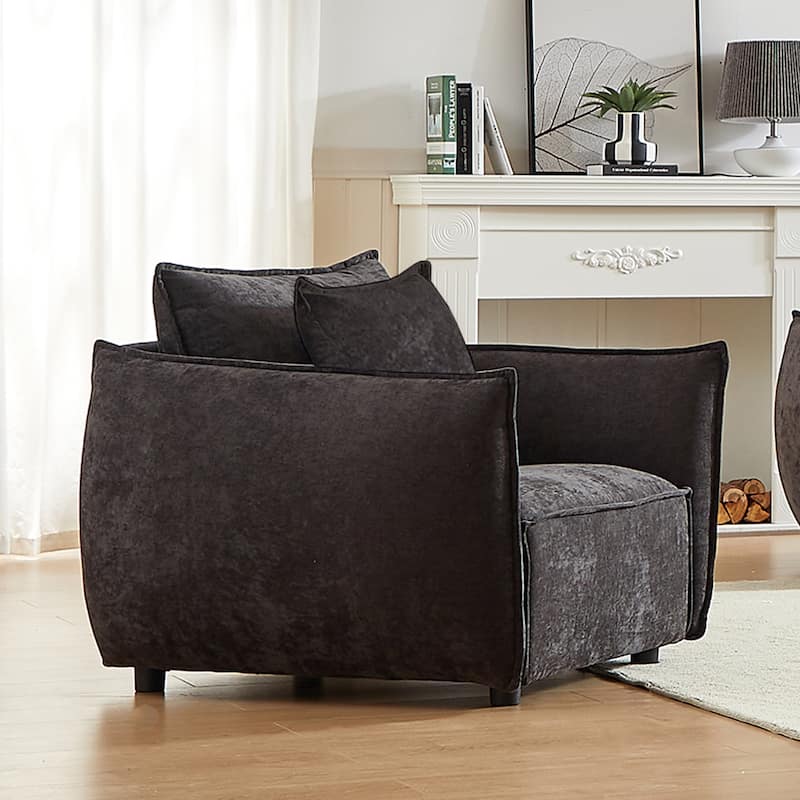 Minimalist Chenille Armchair with Foam Cushions