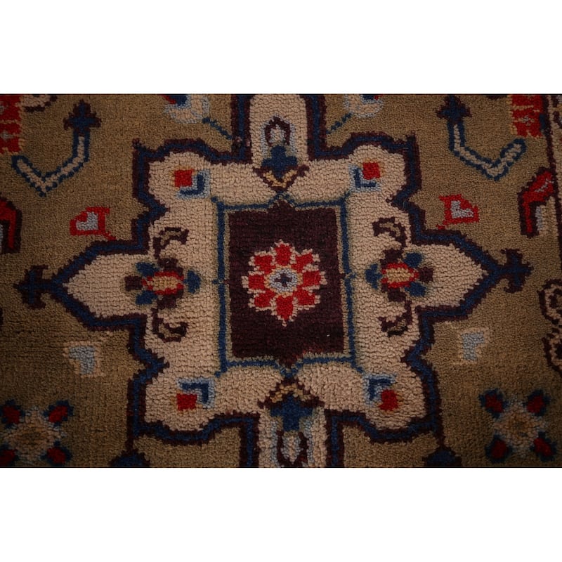 All-Over Brown Oushak Oriental Area Rug Hand-Knotted Wool Carpet - 7'11"x 9'10"