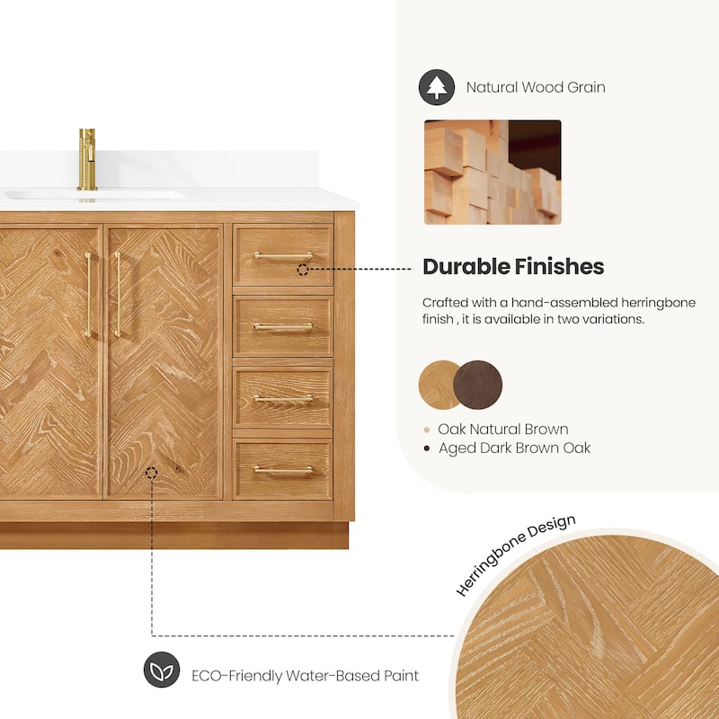 Jakarta Bath Vanity with Quartz Stone Top without Mirror