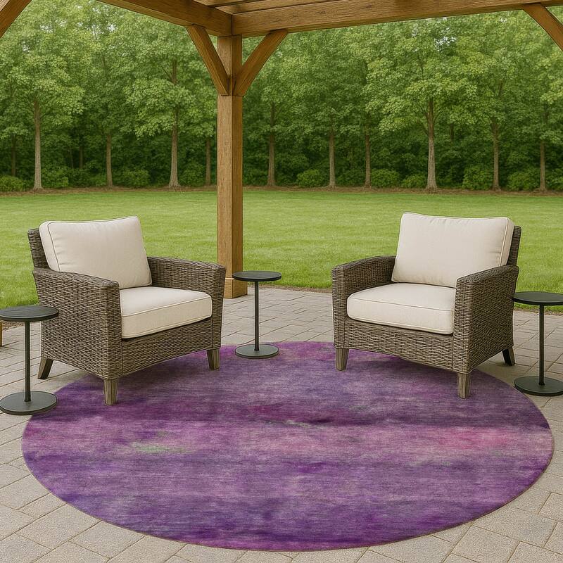 Machine Washable Indoor/ Outdoor Contemporary Ombre Chantille Rug - Purple - 8' x 8'