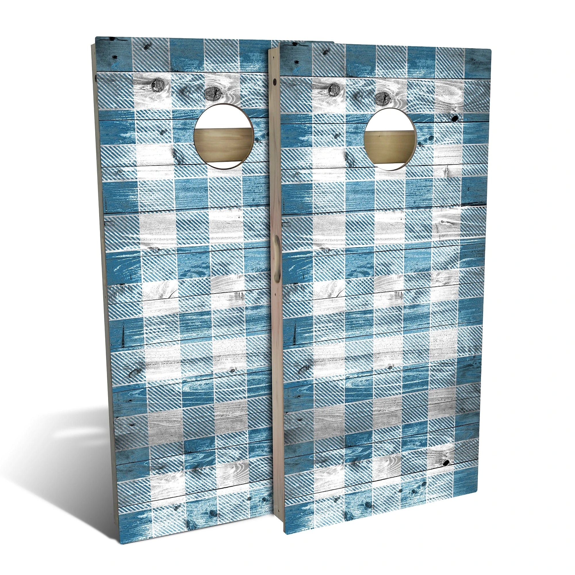 Blue Checkered Outdoor Cornhole Board Set