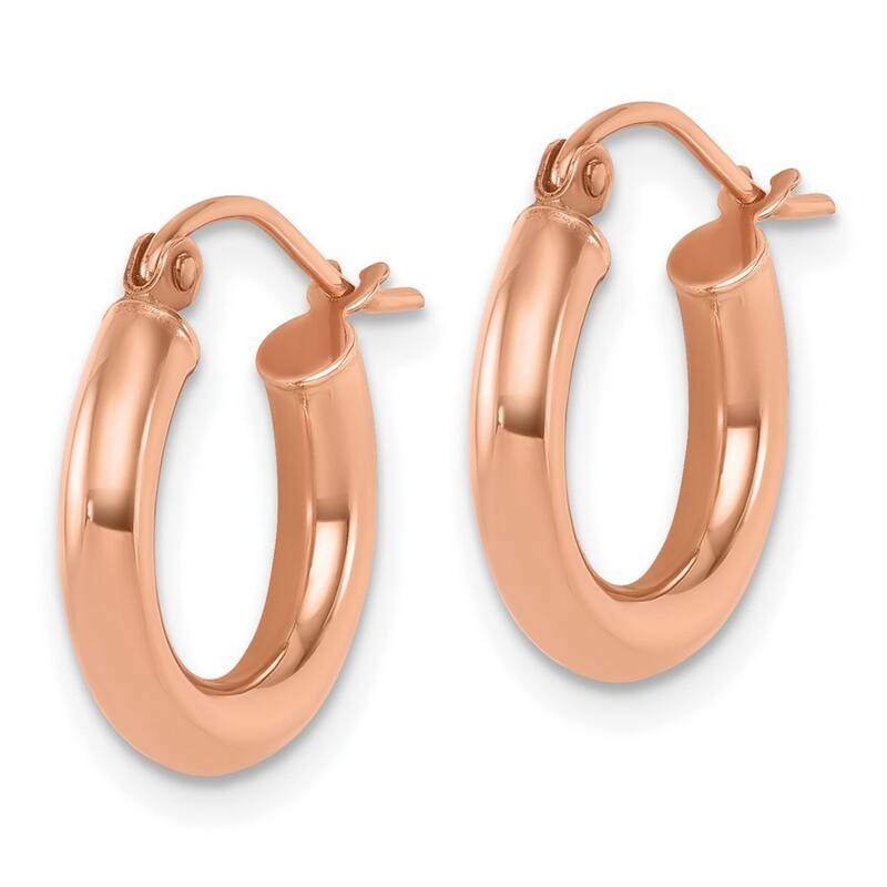 Curata 10k Rose Gold 3mmx16mm Polished Hoop Earrings