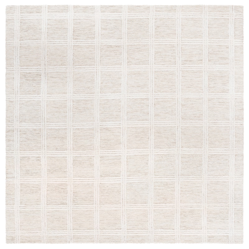 SAFAVIEH Handmade Pine Sandorne Modern & Contemporary Wool Rug - 6' Square - Sage/Ivory