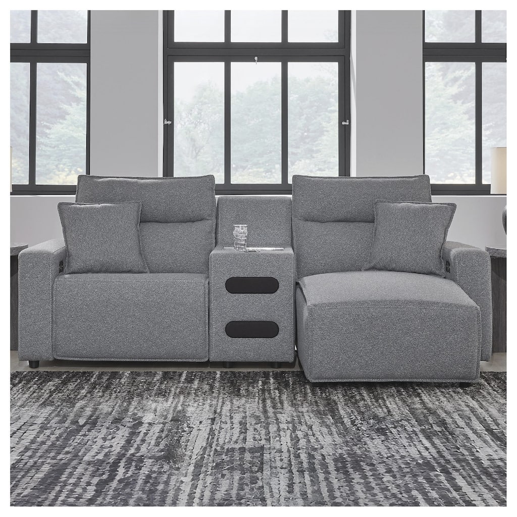 Signature Design by Ashley Modmax Gray 3-Piece Power Reclining Sectional with Chaise - 100" W x 63" D x 41" H