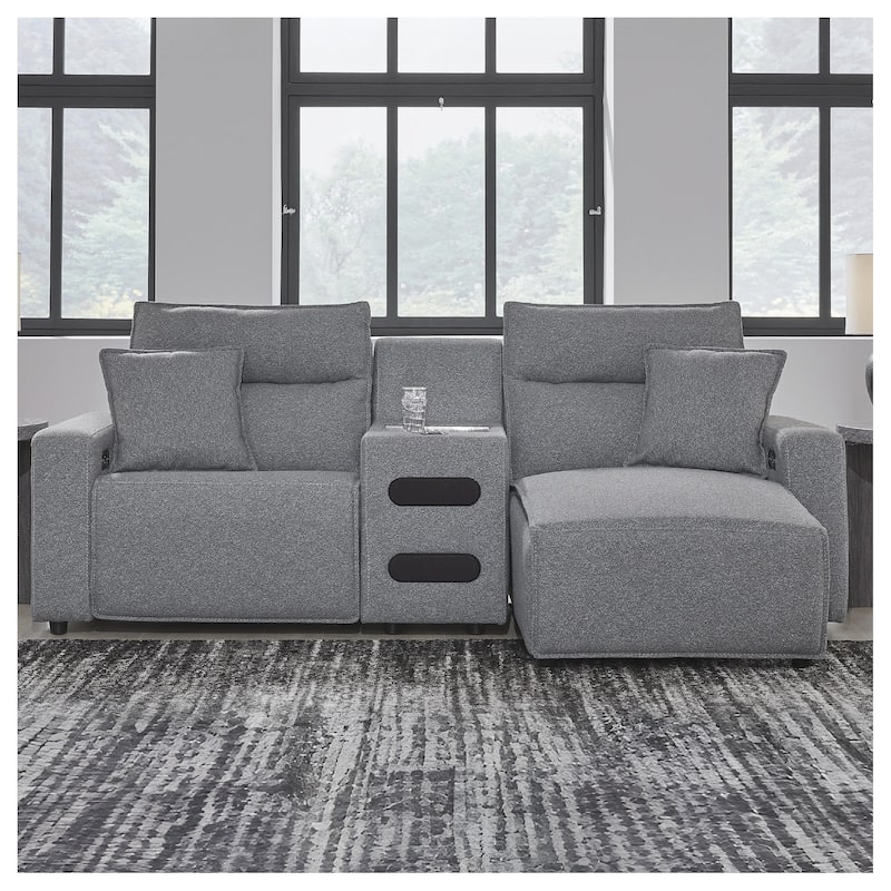 Signature Design by Ashley Modmax Gray 3-Piece Power Reclining Sectional with Chaise - 100" W x 63" D x 41" H - Gray - Right Facing