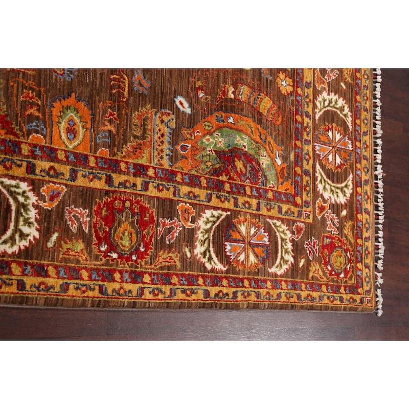 Geometric Vegetable Dye Ziegler Oriental Area Rug Handmade Wool Carpet - 6'0" x 8'9"