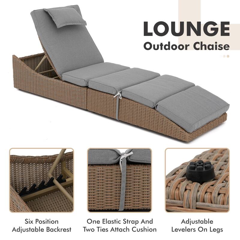 Chaise Lounge Outdoor, Patio Chaise Lounge Chair, Pool Chaise Lounge for Sun Tanning Lay Flat Poolside Lounger