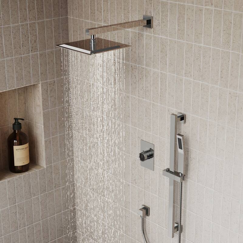 Slide Bar High-Pressure Balancing Shower System 10" Rainfall Shower Head with Handheld Shower
