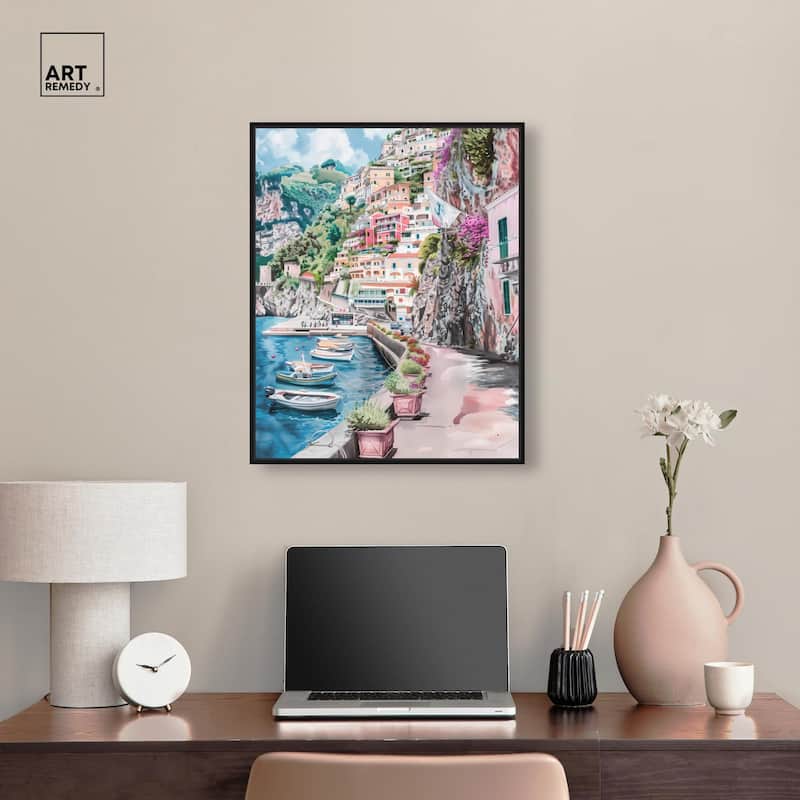 Lush Coastal Villa Entrance Canvas by Art Remedy