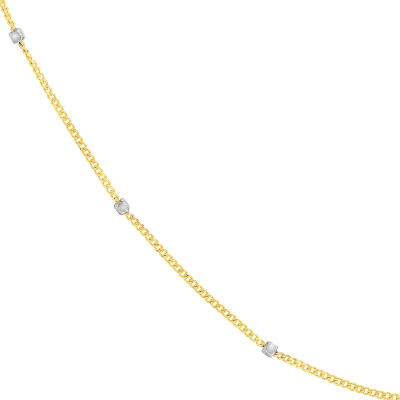 Curata 14k Two-tone Gold 1.35mm Cube Saturn Chain Necklace (Lobster)