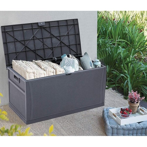 SUNCROWN 120 Gallon Deck Box Outdoor Resin Wicker Storage Container -  Overstock - 31866859