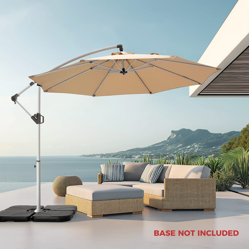 10 ft. Metal Offset Hanging Cantilever Patio Umbrella with Easy Tilt and Crank for Pool Deck