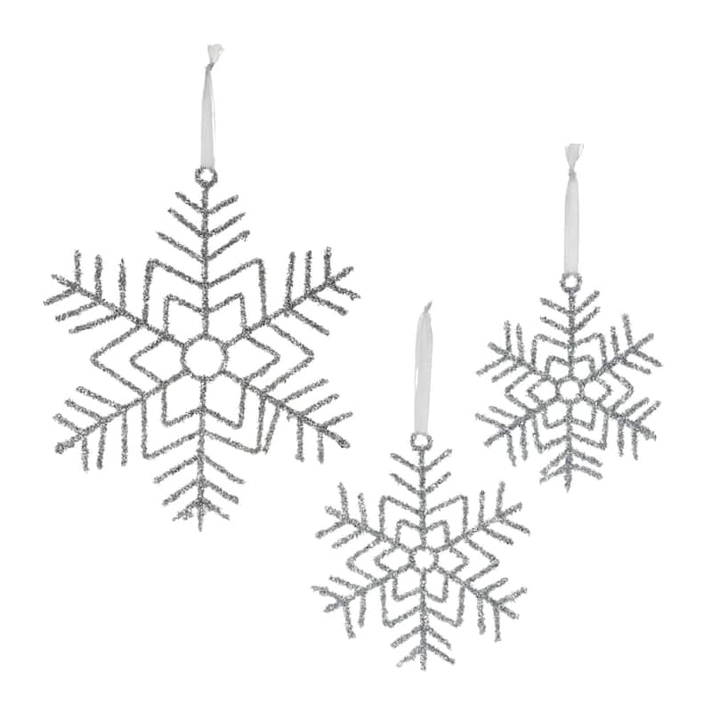 Tinsel Snowflake Christmas Ornaments - 16.25" - 12ct