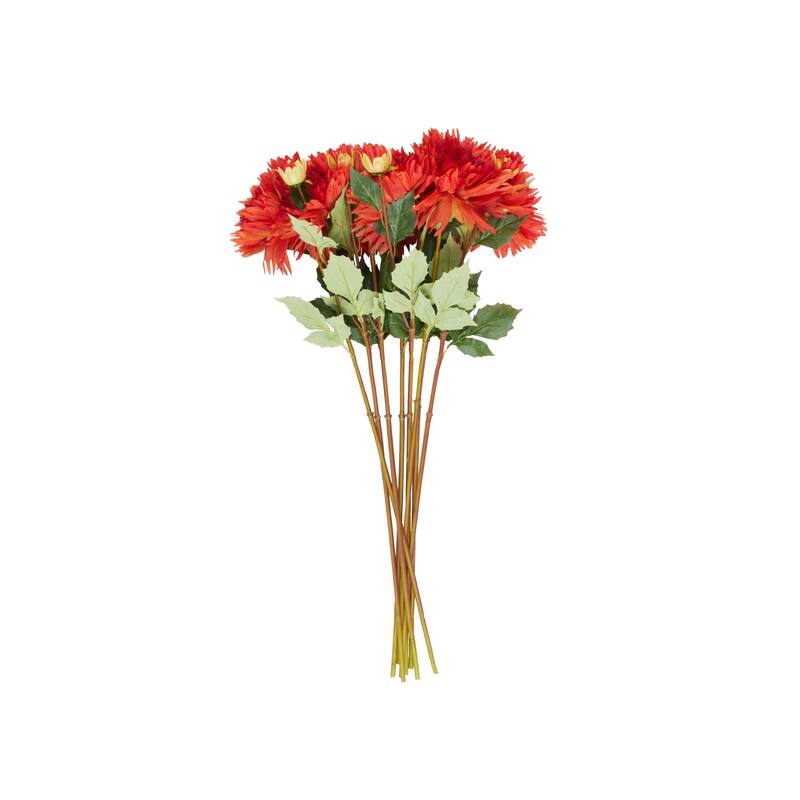 Red Polyester Tall Dahlia Artificial Flower Stem (Set of 8)