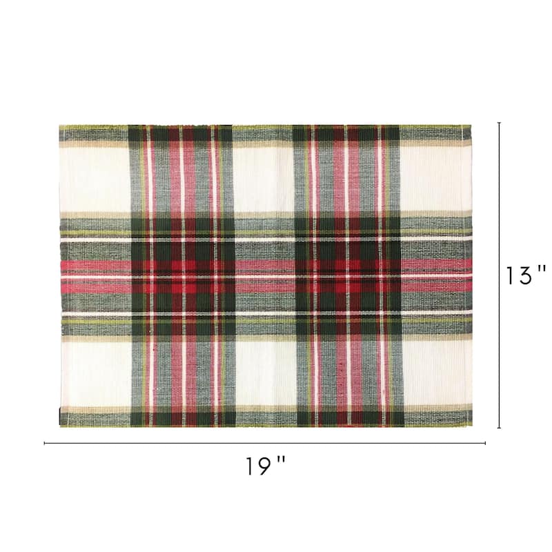 Fabstyles Celebration Plaid High Quality Cotton Placemats Set of 4 - 13"x19"