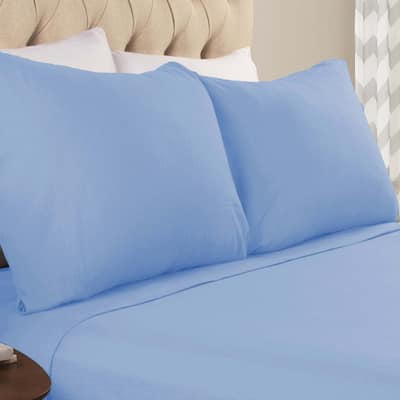 Superior Solid Flannel Cotton Fuzzy Pillowcases, Set of 2