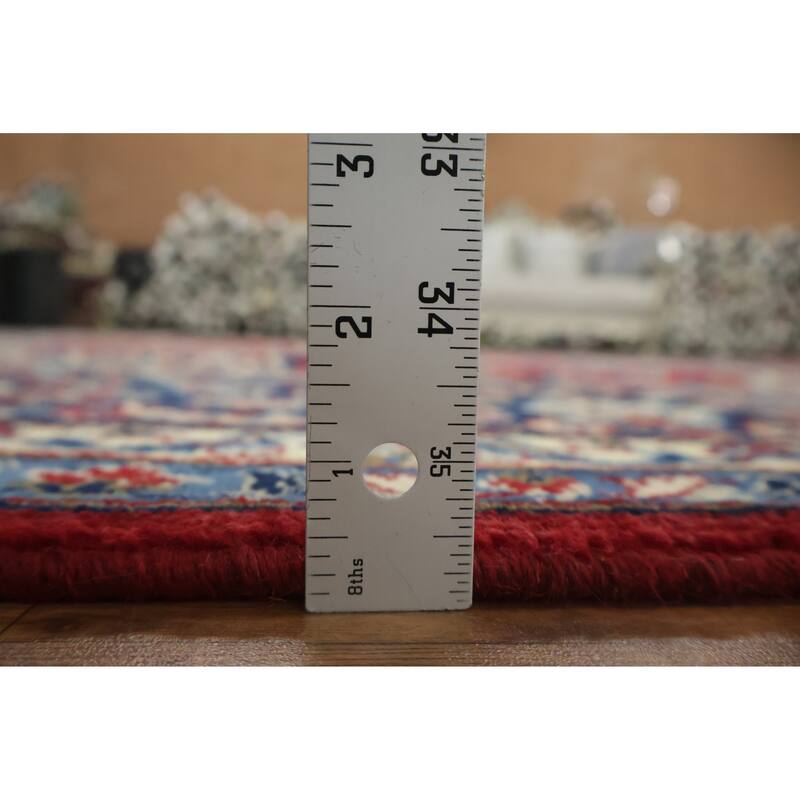 Hand Knotted Oriental 100% Wool Carpet Traditional Floral Red Kashan Area Rug - 13' 0'' X 9' 7''