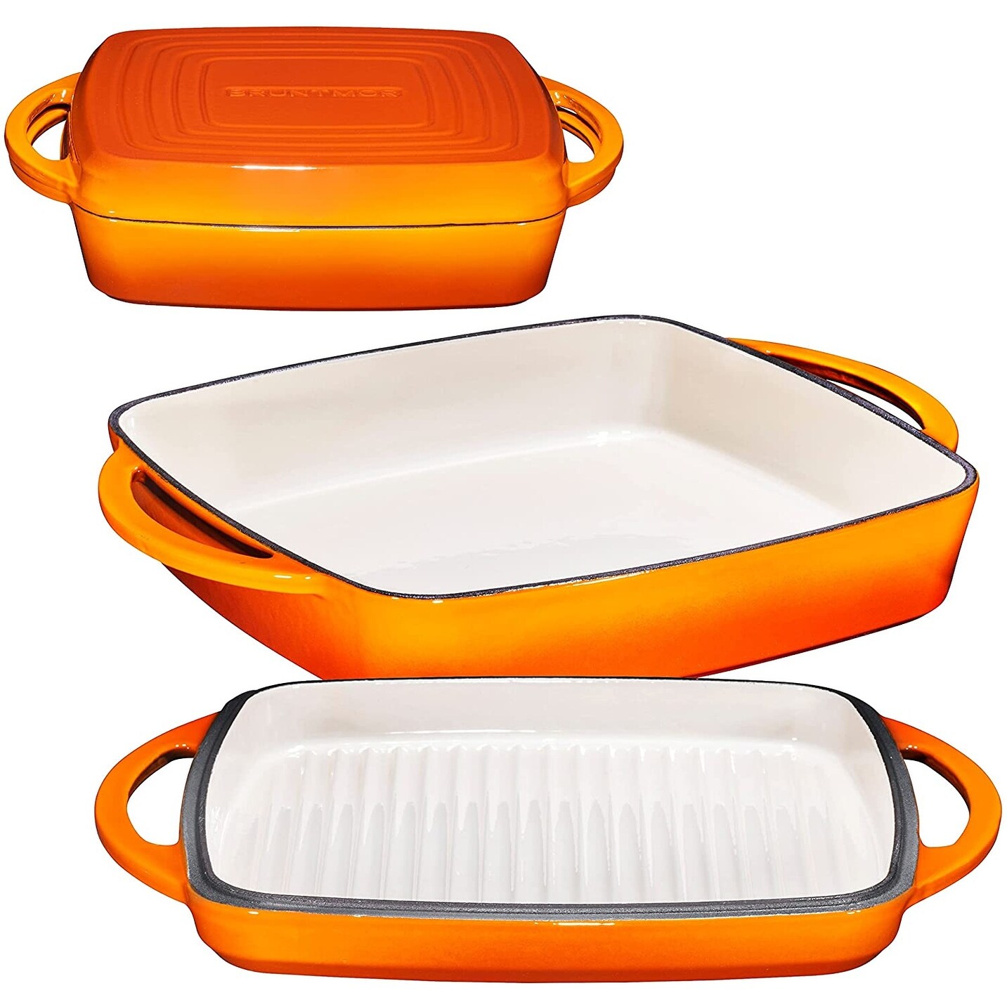 2 In 1 Enameled Cast Iron Square Casserole Baking Pan Overstock 28435708