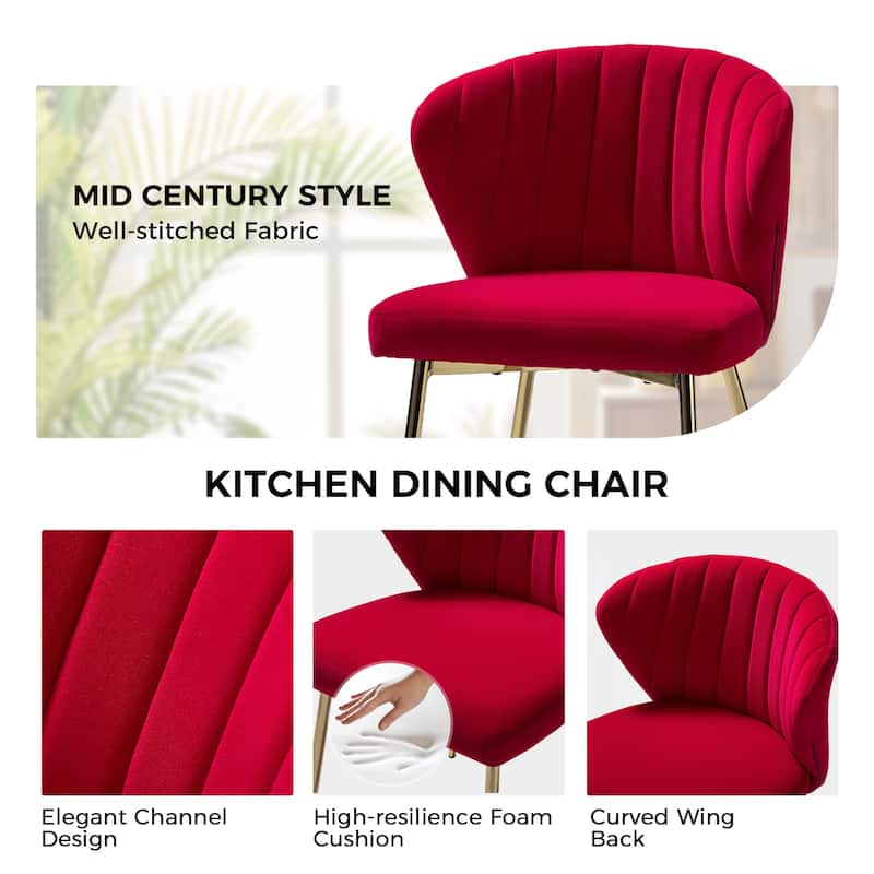 Luna Modern Glam Upholstered Tufted Back Side Accent Dining Chair with Small Base by HULALA HOME
