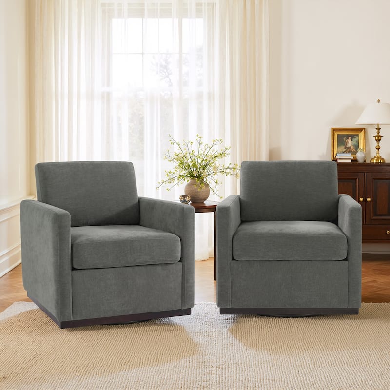 Modern Swivel Accent Arm Chair Set of 2 - Dark Grey