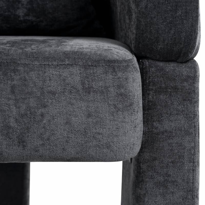 Modern 3-Leg Chenille Accent Chair with Ergonomic Arms & Removable Pillow