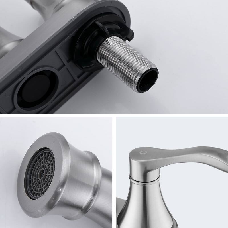 4 Inch Centerset Bathroom Sink Faucet Double Handle Bathroom Faucet with 360° Swivel Spout Vanity Tap with Pop Up Drain