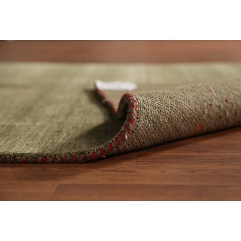 Green Gabbeh Indian Area Rug Handmade Tribal Modern Wool Carpet - 5'1" x 7'7"