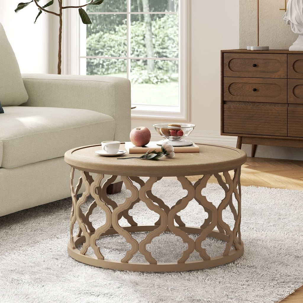 CO-Z 30" Rustic Farmhouse Round Coffee Table