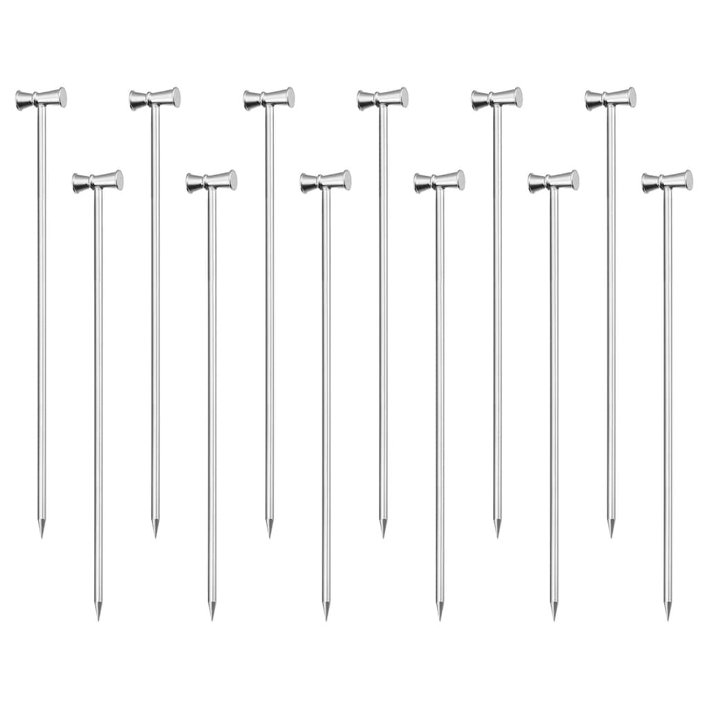 Metal Cocktail Toothpicks Drink Picks Cocktail Skewers 12Pcs - Silver