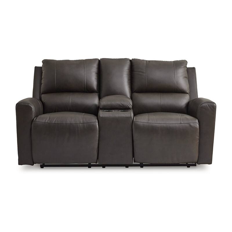 Signature Design by Ashley Boxmere Dark Brown Double Power Reclining Loveseat with Console - 75"W x 38"D x 39"H