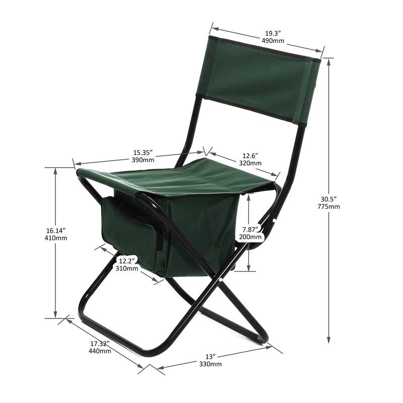 2piece Folding Outdoor Chair with Storage Bag, Green Bed Bath
